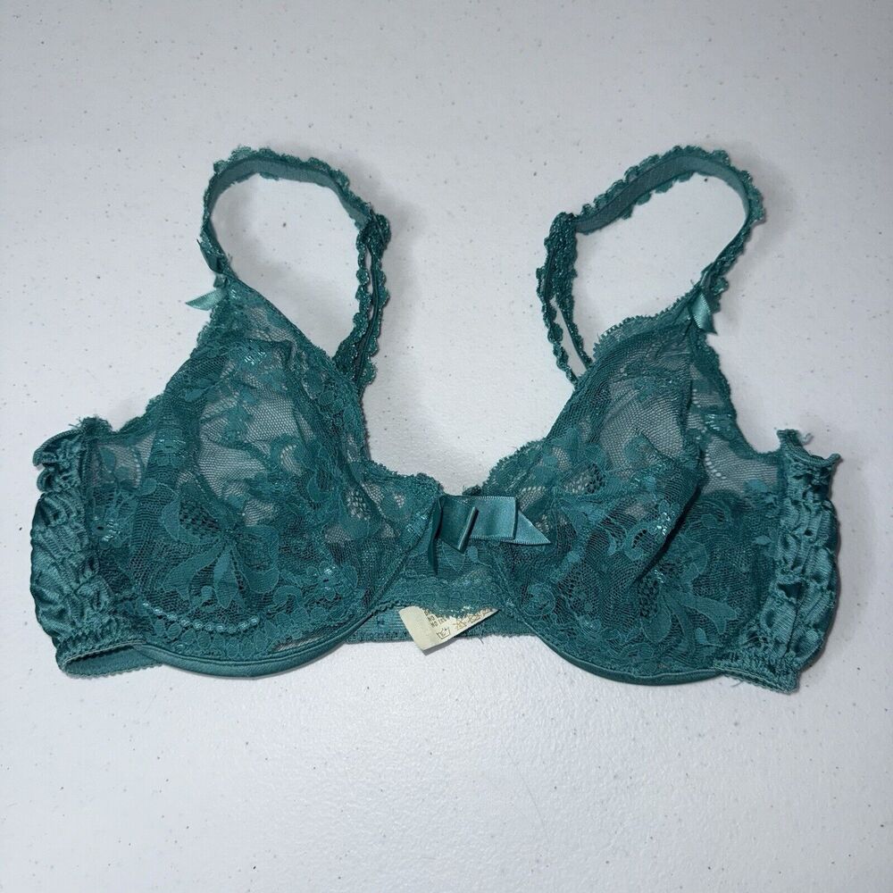 Victoria’s Secret Vintage USA Made Women’s Lace Bralette Teal Size 34C